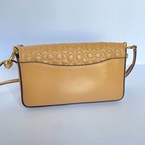Coach Tan Embossed Dinky In Signature Leather Crossbody Purse